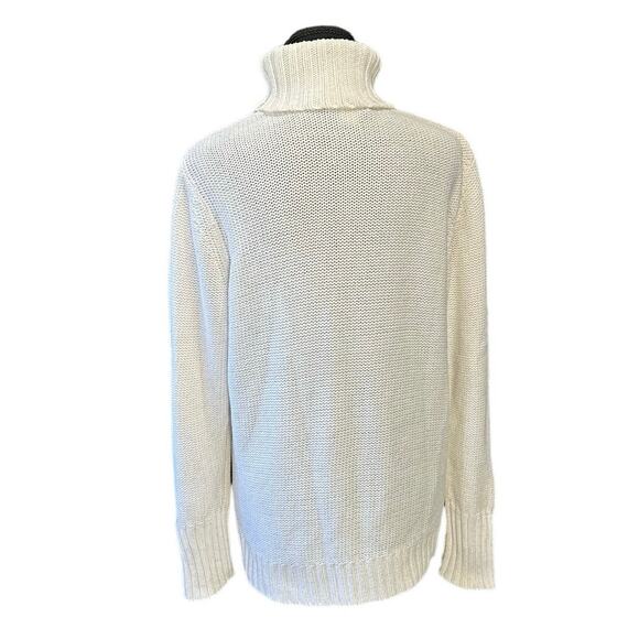 Liz Claiborne Off White Gold Flecked Chunky Knit Turtleneck Sweater Size L - Picture 3 of 7